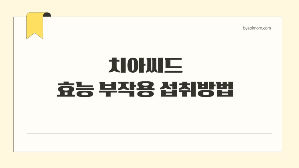 치아씨드 효능 부작용 섭취방법