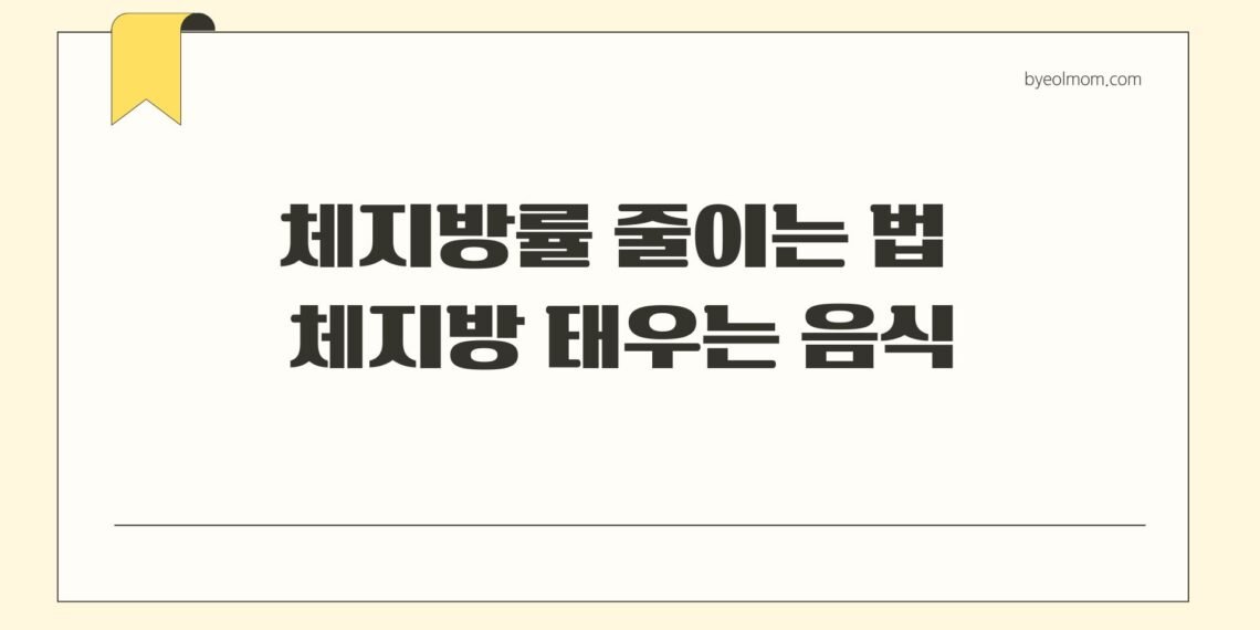 체지방률 줄이는 법 체지방 태우는 음식