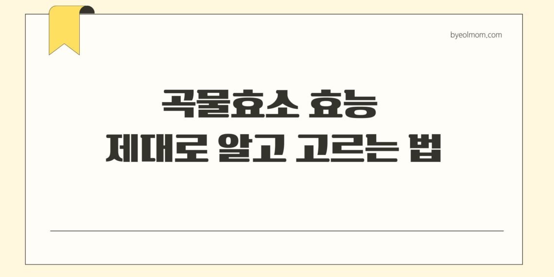 곡물효소 효능 제대로 알고 고르는 법