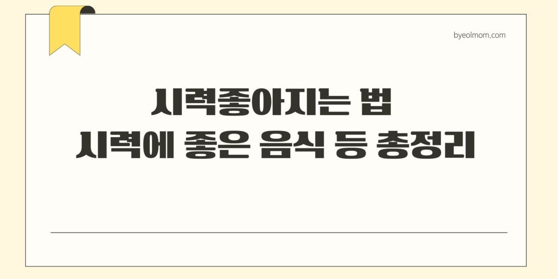 시력좋아지는 법 시력에 좋은 음식 등 총정리