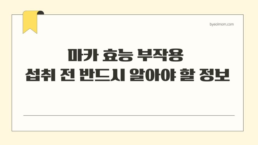 마카 효능 부작용 섭취 전 반드시 알아야 할 정보