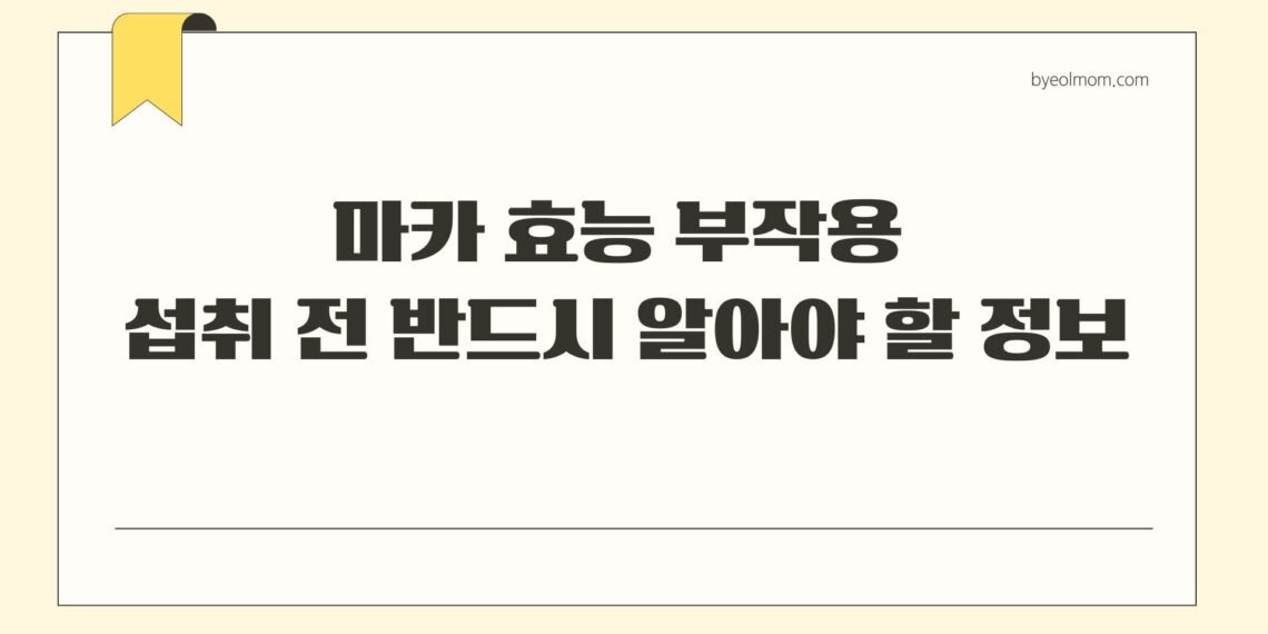 마카 효능 부작용 섭취 전 반드시 알아야 할 정보