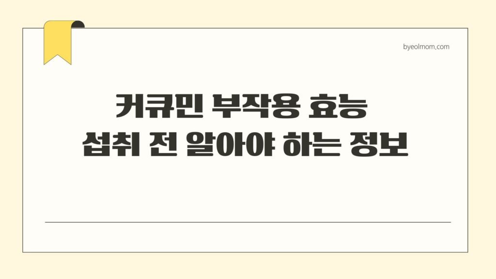 커큐민 부작용 효능 섭취 전 알아야 하는 정보