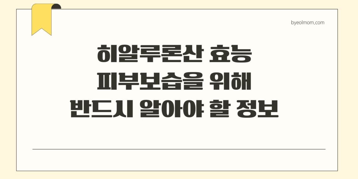 히알루론산 효능 피부보습을 위해 반드시 알아야 할 정보