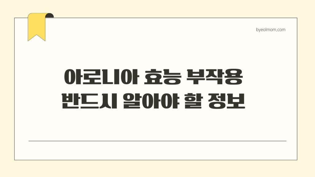 아로니아 효능 부작용 반드시 알아야 할 정보