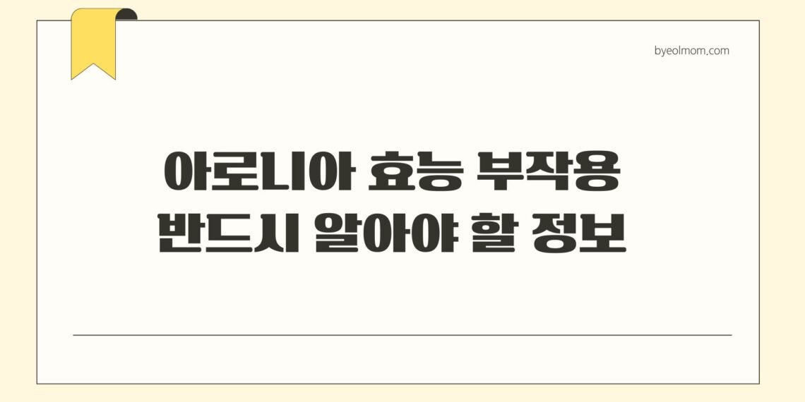 아로니아 효능 부작용 반드시 알아야 할 정보