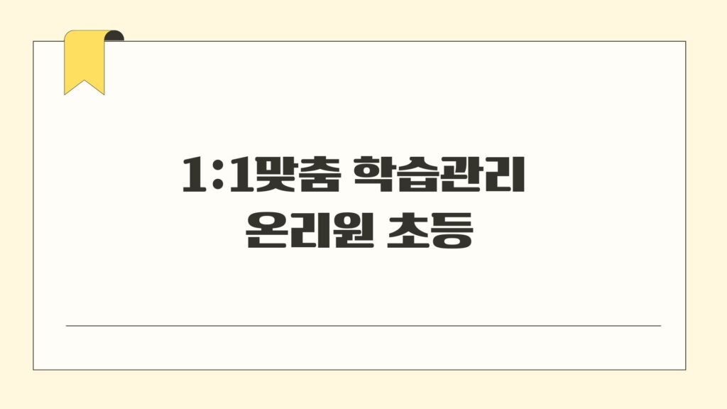 1:1맞춤 학습관리 온리원 초등
