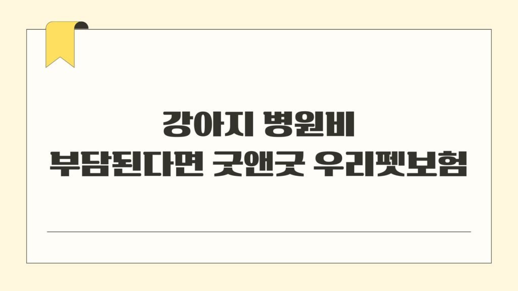 강아지 병원비 부담된다면 굿앤굿 우리펫보험