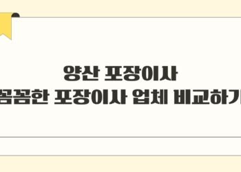 양산 포장이사 꼼꼼한 포장이사 업체 비교하기