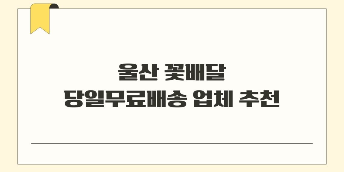 울산 꽃배달 당일무료배송 업체 추천