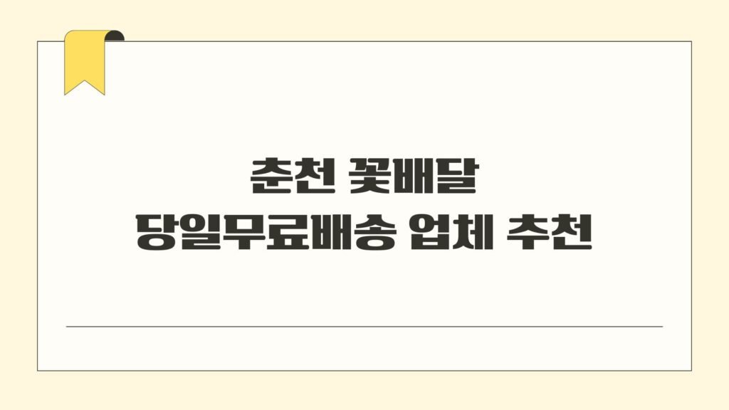 춘천 꽃배달 당일무료배송 업체 추천