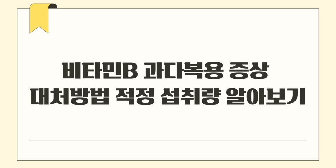비타민B 과다복용 증상 대처방법 적정 섭취량 알아보기