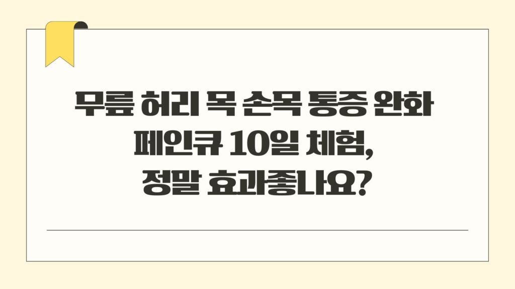 무릎 허리 목 손목 통증 완화 페인큐 10일 체험 정말 효과좋나요?