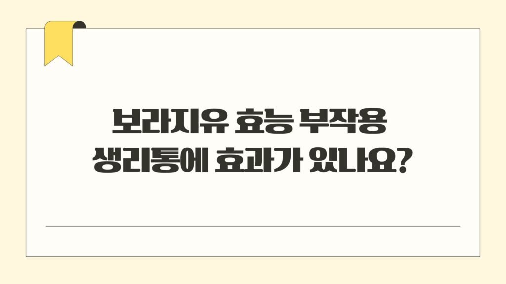 보라지유 효능 부작용 생리통에 효과가 있나요?